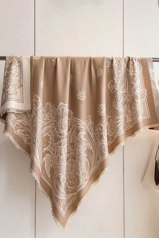 Paisley Print Fringed Square Scarf