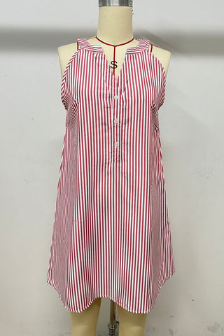 Striped Sleeveless Casual Dress