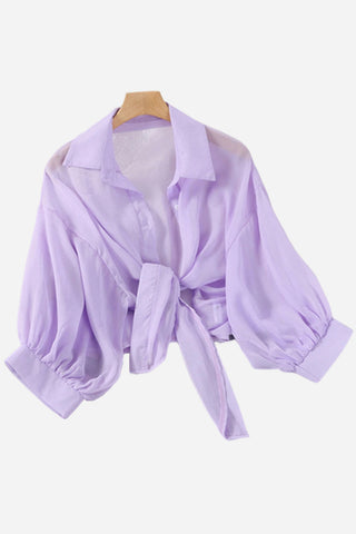 Tie-Front Button Shirt
