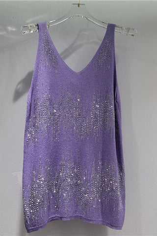 Sequin V-Neck Sleeveless Tank