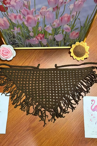 Crochet Fringe Triangle Scarf