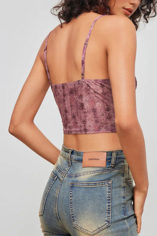 Tie-Front Ruffle Lace Trim Cami