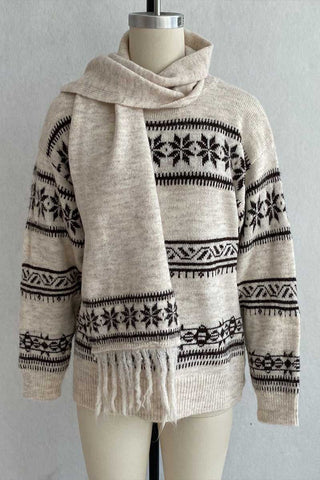 Snowflake Knit Crew Neck Sweater