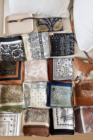Paisley Print Satin Square Scarf