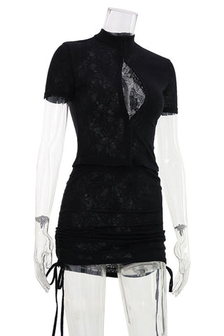 Keyhole High Neck Skirt Set