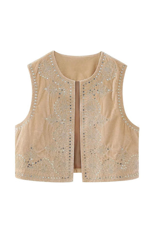 Floral Crew Neck Sleeveless Vest