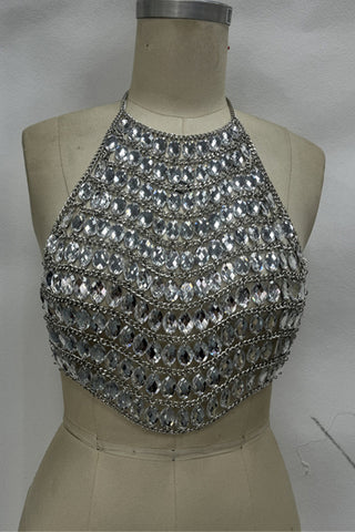 Beaded Halter Crop Top