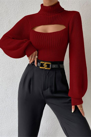 Cut-Out Ribbed Knit Top
