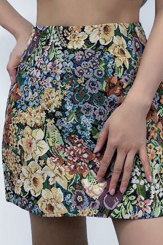 Floral Jacquard Tube Top Skirt Set