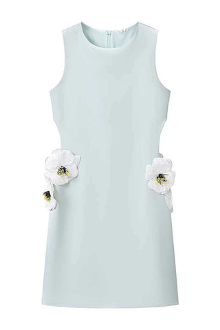 Floral Applique Sleeveless Casual Dress