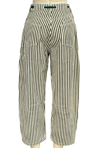 Striped Drawstring Straight Jeans