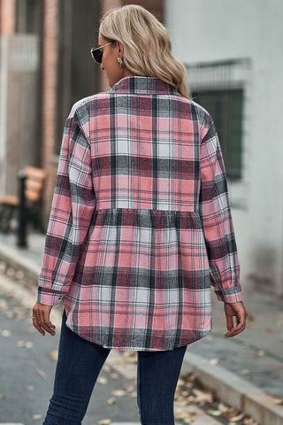 Plaid Button-Front Long Sleeve Shirt