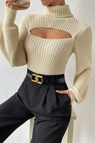 Cut-Out Ribbed Knit Top