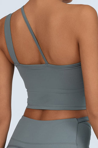 One-Shoulder Buckle Detail Crop Top