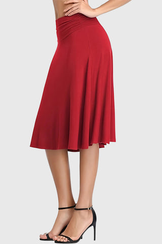 Ruched Waistband A-Line Midi Skirt