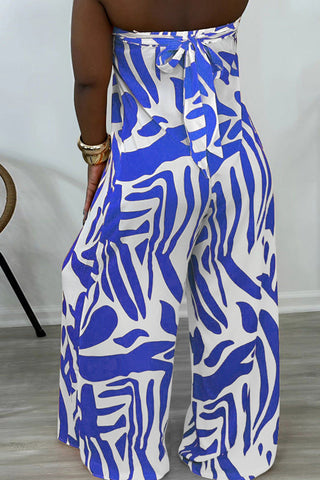 Strapless Wide-Leg Printed Jumpsuit