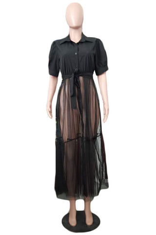 Sheer Overlay Casual Dress