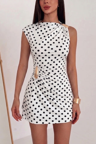 Asymmetric Shoulder Mini Dress