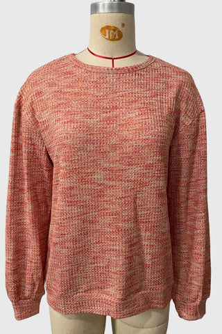 Marled Knit Crew Neck Long Sleeve Top