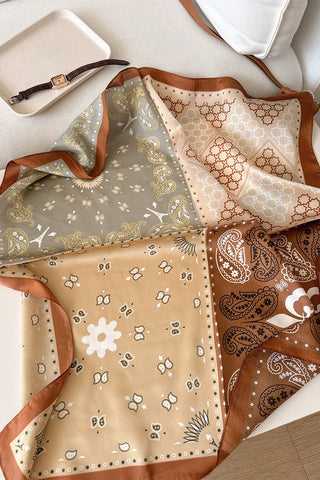 Paisley Print Satin Square Scarf