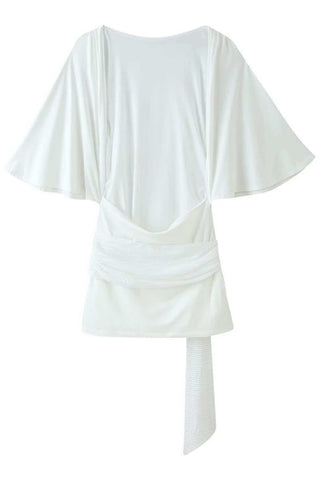 Tie Waist Bell Sleeve Casual Dress