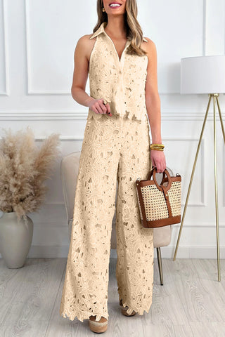Sleeveless Lace Pants Set