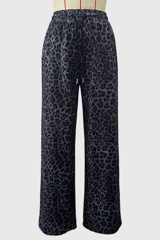 Drawstring Leopard Casual Pants