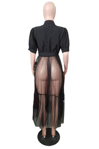 Sheer Overlay Casual Dress