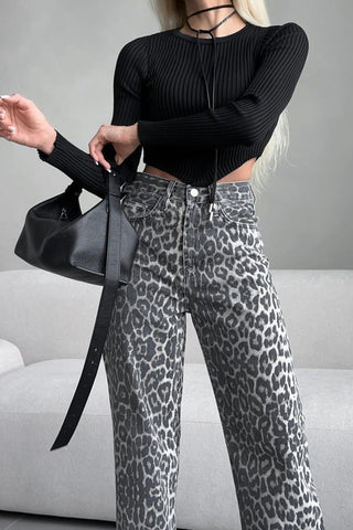 High-Waisted Straight Jeans