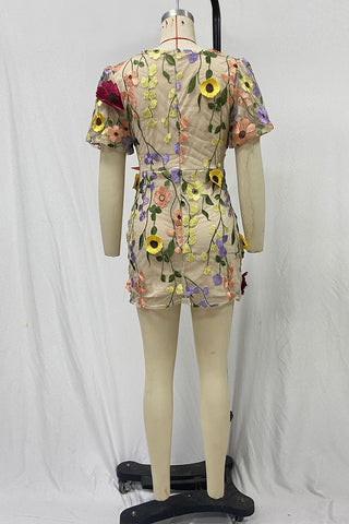 Floral Detail Evening Mini Dress