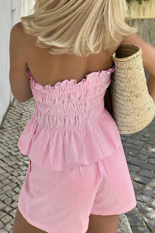 Strapless Shirred Short Set