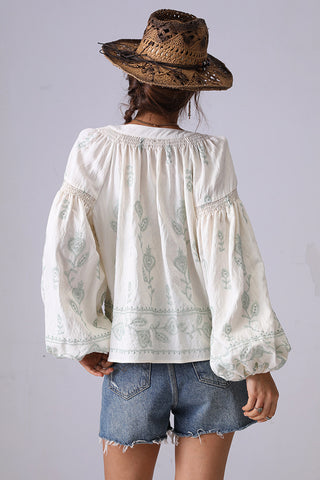 Floral Pattern Peasant Blouse