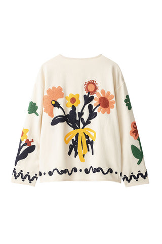 Floral Motif Button Front Cardigan