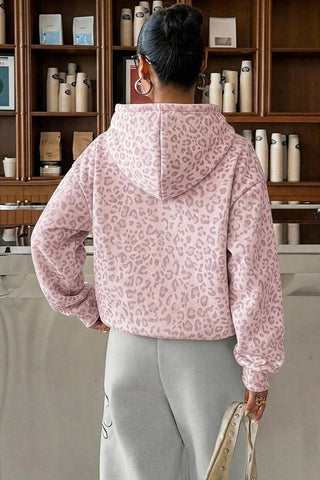 Leopard Print Long Sleeve Pullover Hoodie