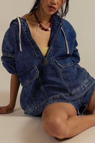 Long Sleeve Drawstring Zip Hoodie