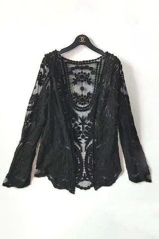 Open-Front Lace Blouse