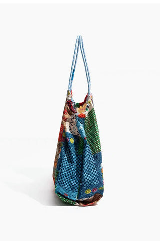 Patchwork Drawstring Tote Bag