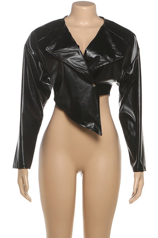 Asymmetrical Lapel Leather Jacket