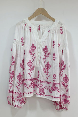 Floral Pattern Peasant Blouse