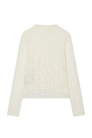 Textured Mock Neck Long Sleeve Blouse