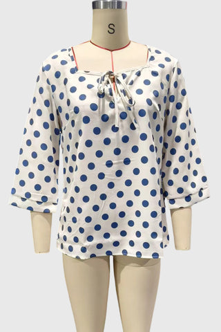 Polka Dot Square Neck Blouse