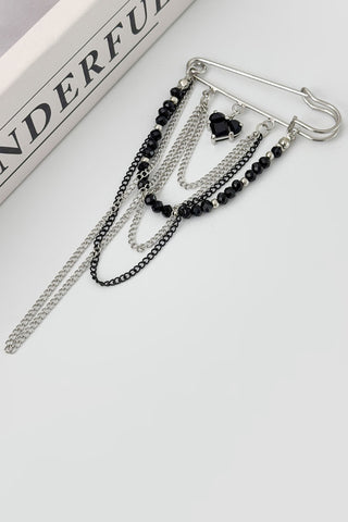Heart Chain Safety Pin Brooch