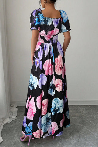 Floral Print Puff Sleeve Dress