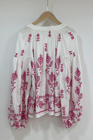 Floral Pattern Peasant Blouse