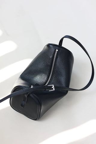 Zip-Top Textured Cylinder Shoulder Bag