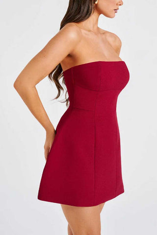 Strapless Sweetheart Fit and Flare Mini Dress
