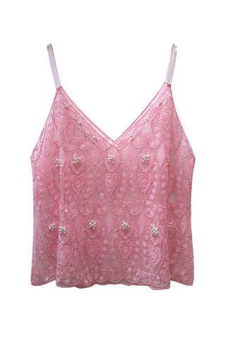 Sequin Geometric Beaded V-Neck Cami
