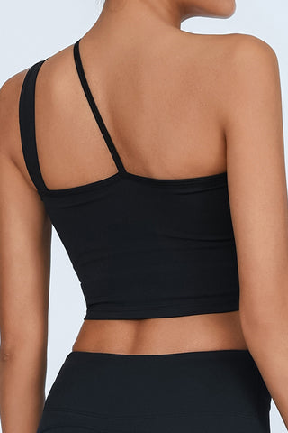 One-Shoulder Buckle Detail Crop Top