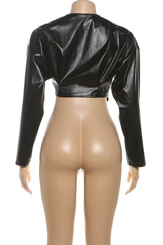 Asymmetrical Lapel Leather Jacket