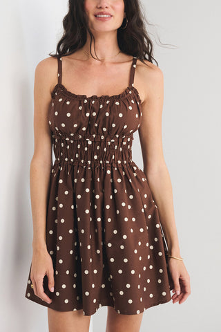 Smocked Gingham Casual Dress